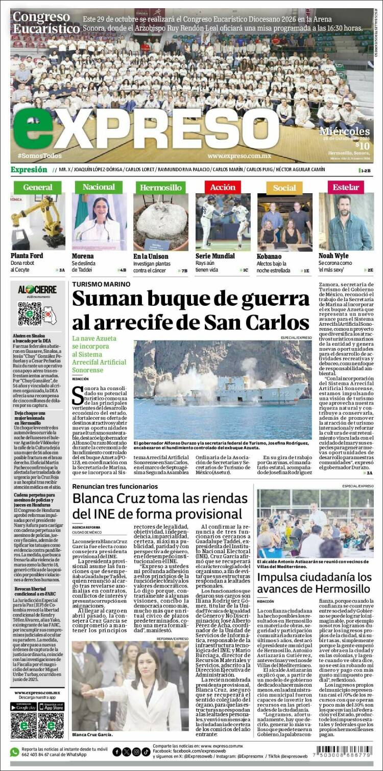Portada de Expreso (M&eacute;xico)