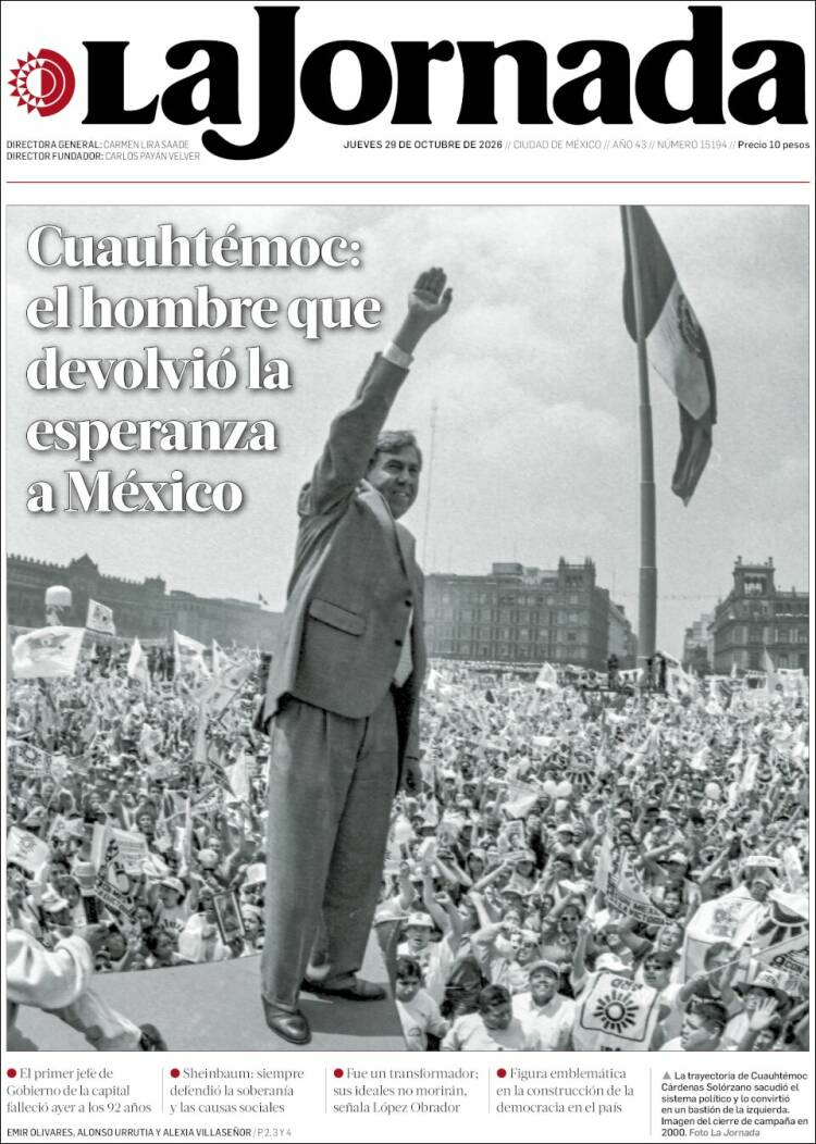 Portada de La Jornada (M&eacute;xico)