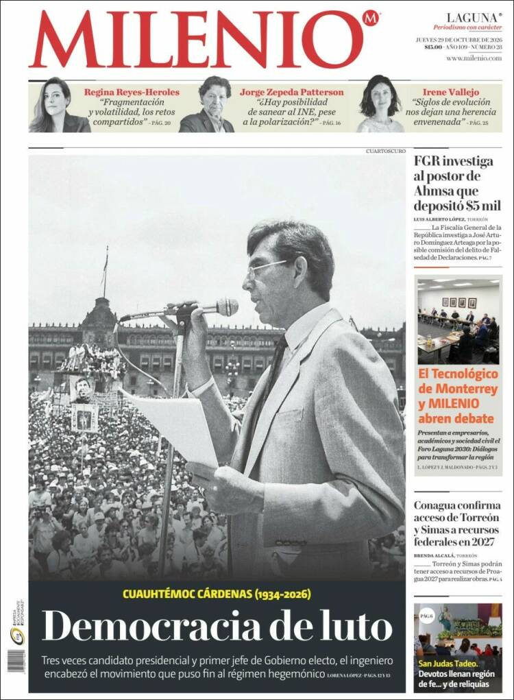 Portada de Milenio - Laguna (M&eacute;xico)