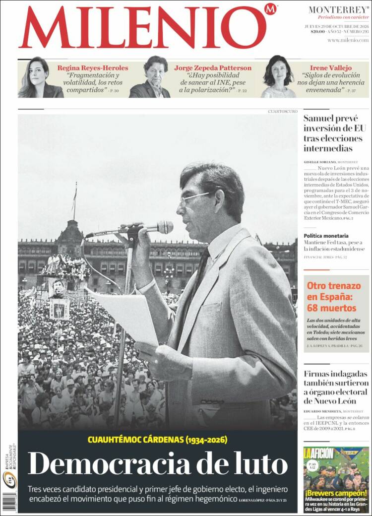 Portada de Milenio de Monterrey (M&eacute;xico)