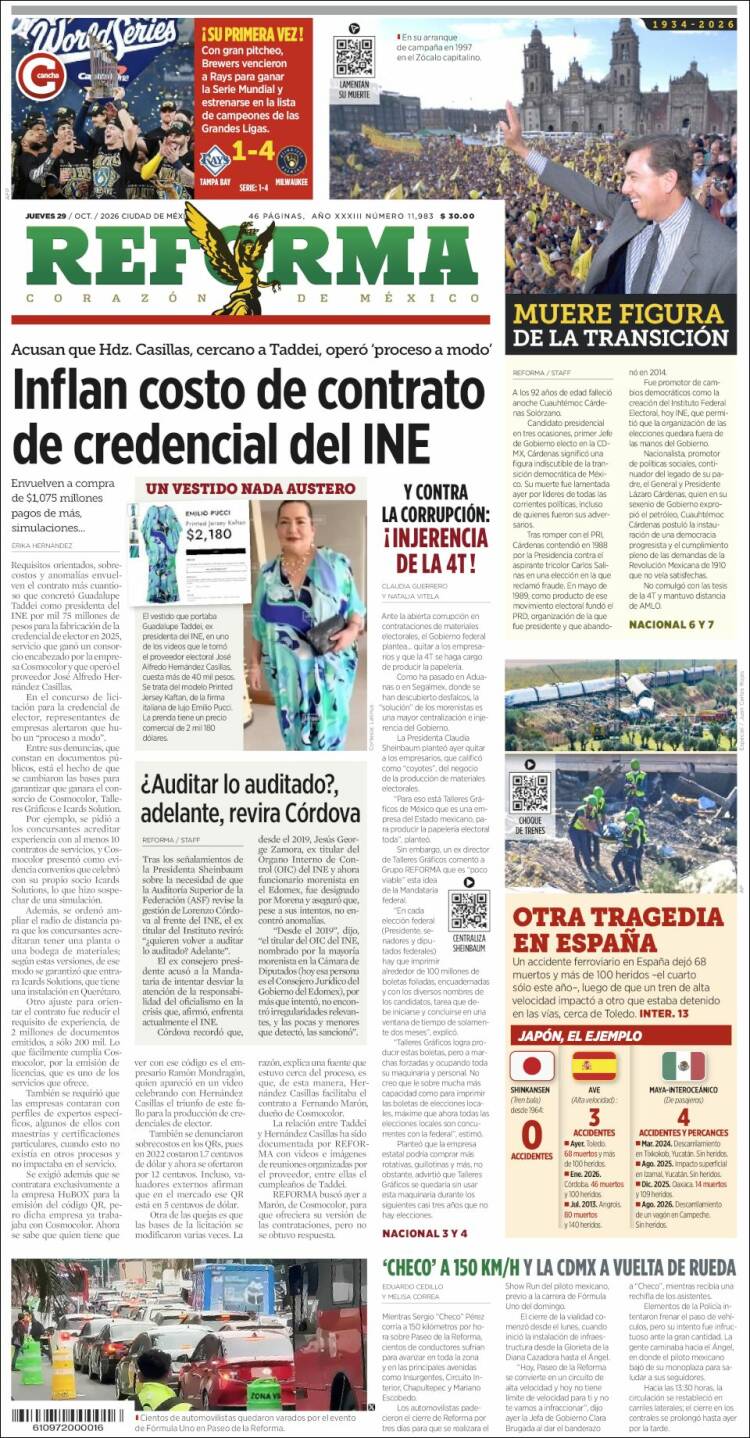 Portada de Reforma (M&eacute;xico)
