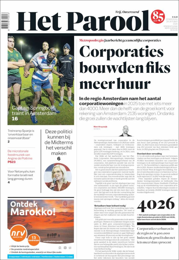 Portada de Het Parool (Pa&iacute;ses Bajos)