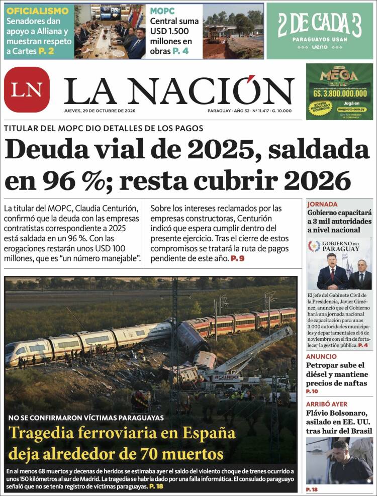 Portada de La Nación (Paraguay)