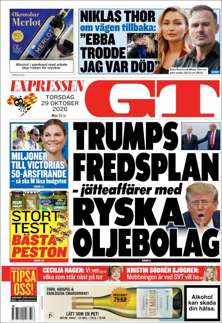 Portada de Göteborgstidningen (Suecia)