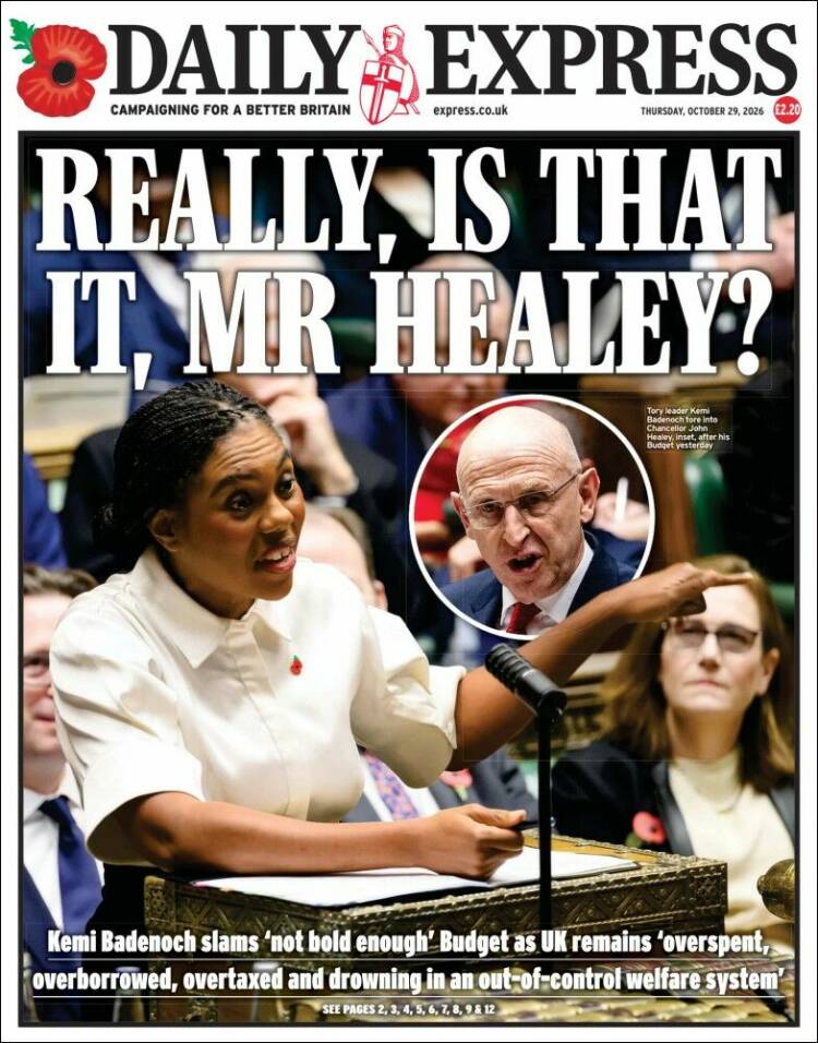 Portada de Daily Express (Reino Unido)