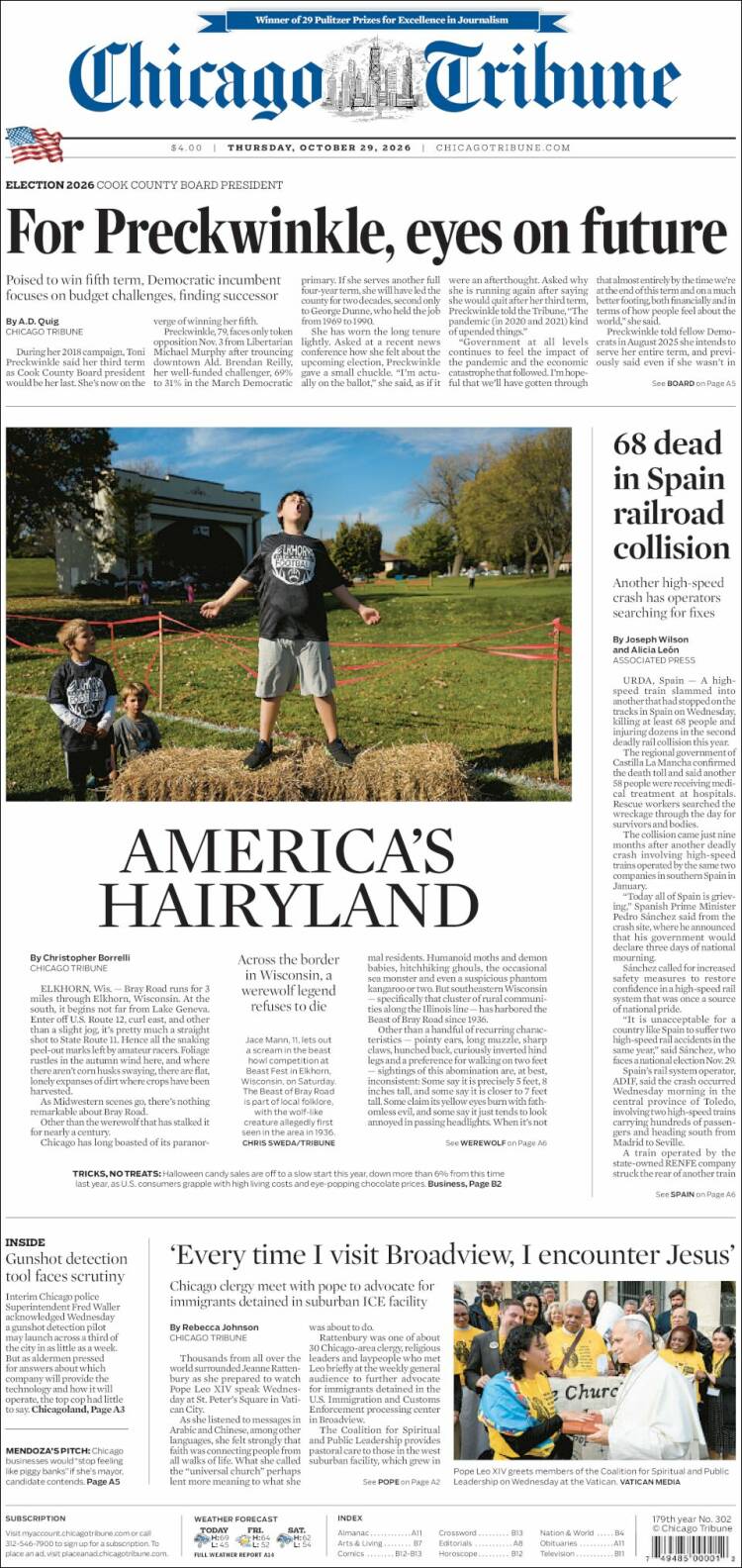 Portada de Chicago Tribune (USA)