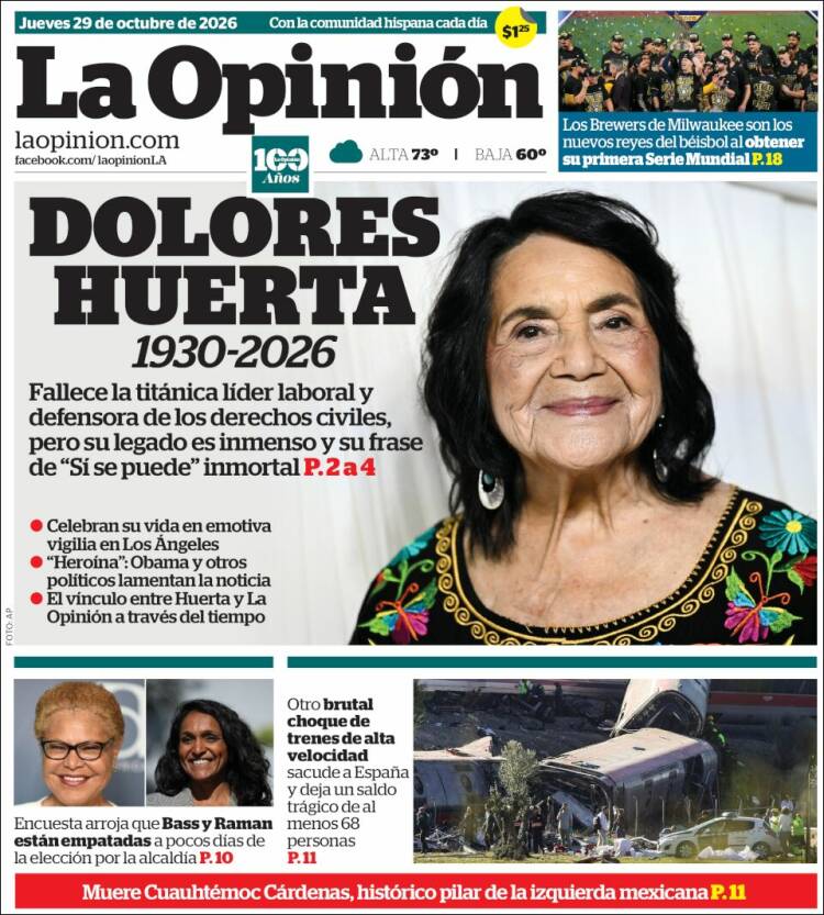 Portada de La Opinión (USA)