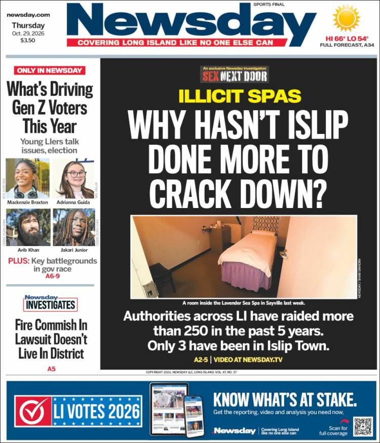 Portada de Newsday (USA)