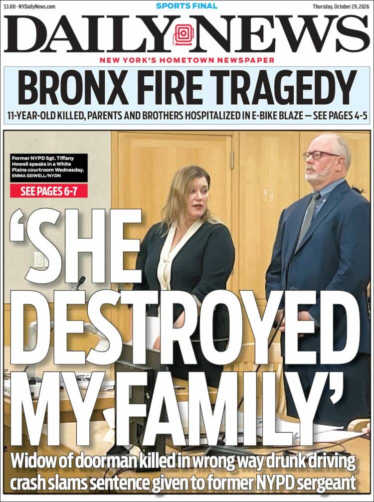 Portada de Daily News - New York (USA)