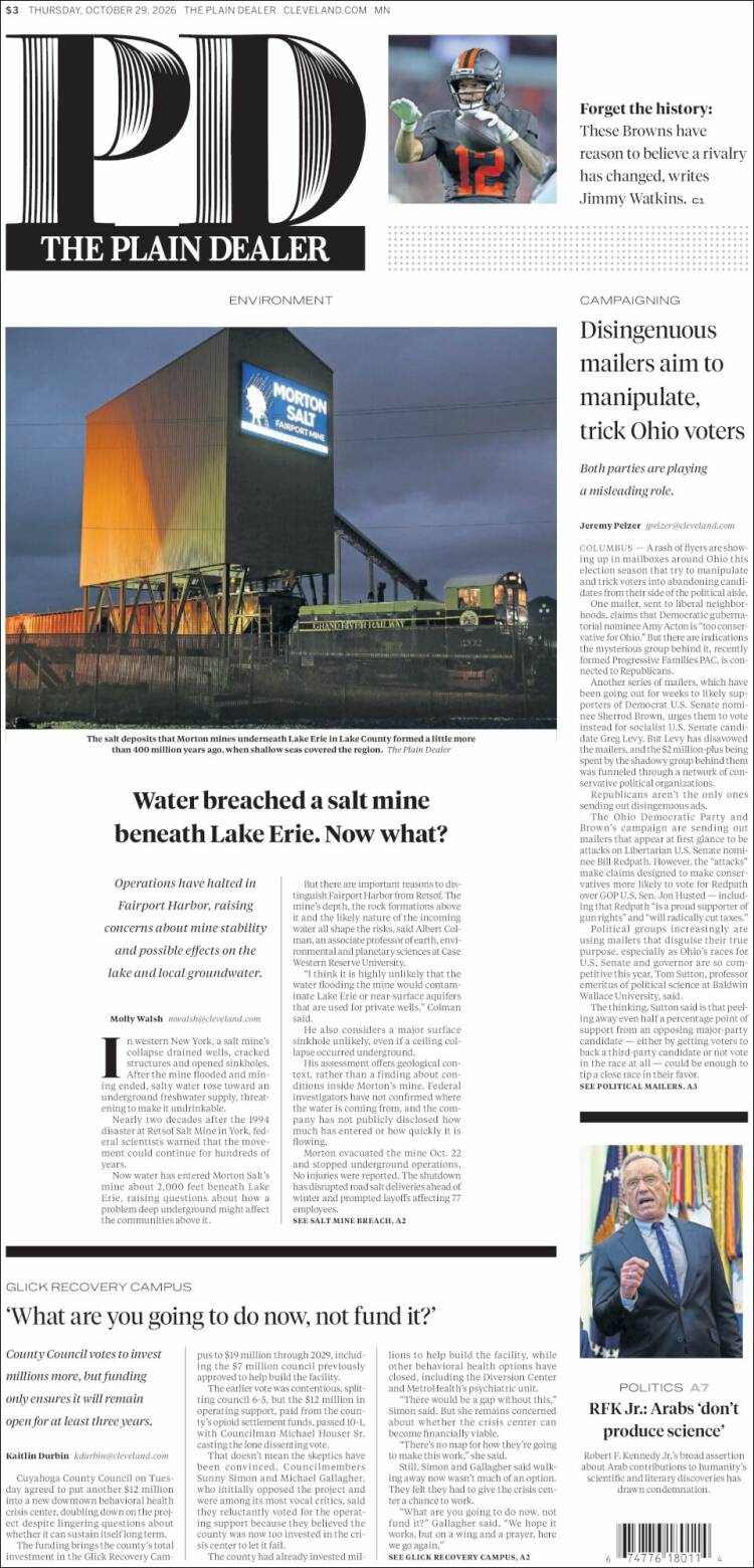 Portada de The Plain Dealer (USA)