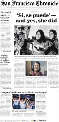Portada de San Francisco Chronicle (USA)