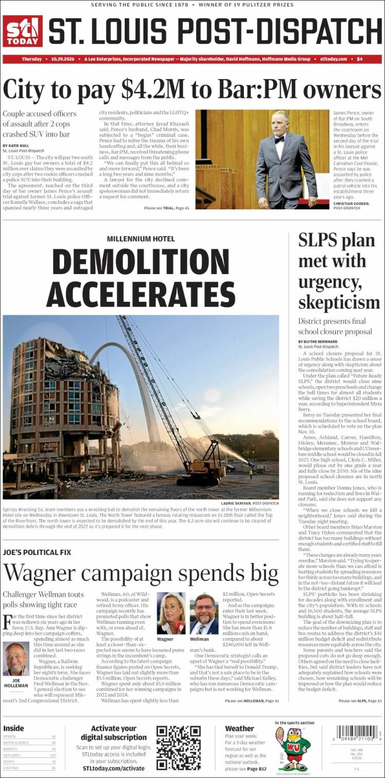 Portada de St. Louis Post-Dispatch (USA)