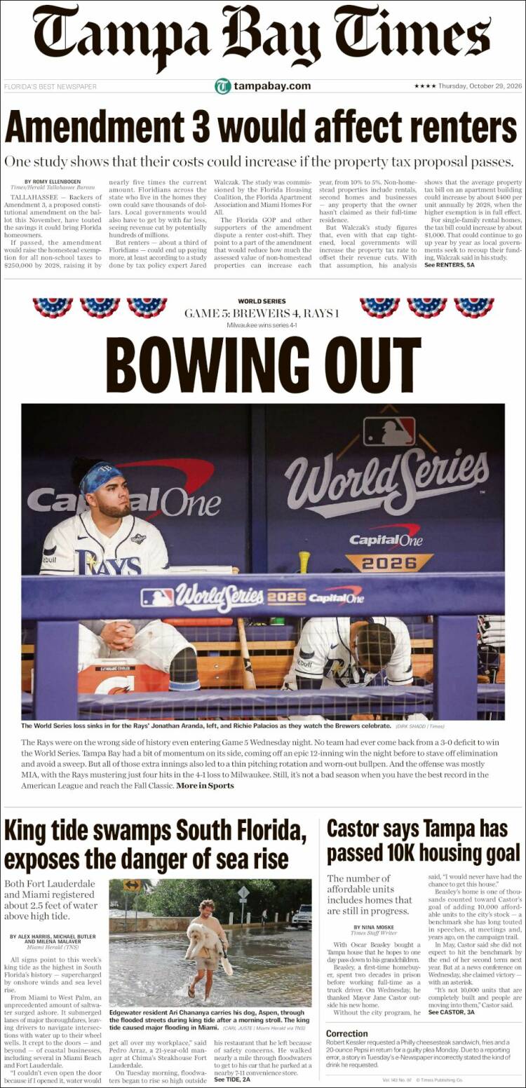 Portada de Tampa Bay Times (USA)