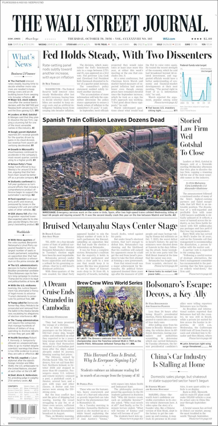 Portada de Wall Street Journal (USA)