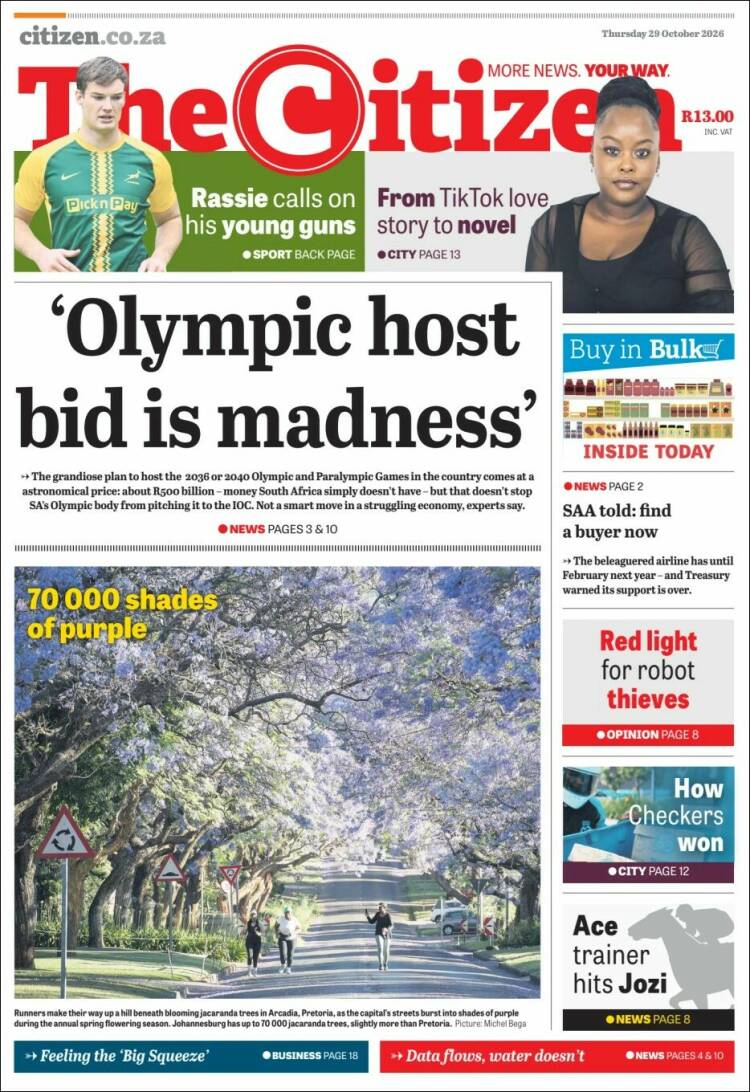 Portada de The Citizen (Sud&aacute;frica)
