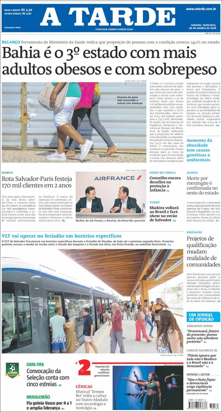 Portada de Diário A Tarde (Brasil)