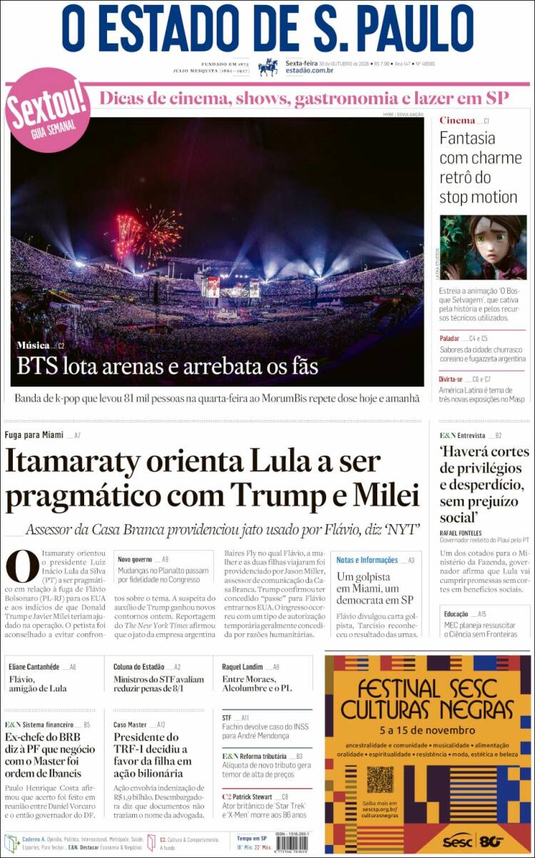 Portada de O Estado de São Paulo (Brasil)