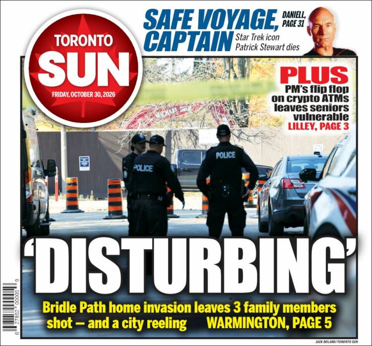 Portada de The Toronto Sun (Canad&aacute;)