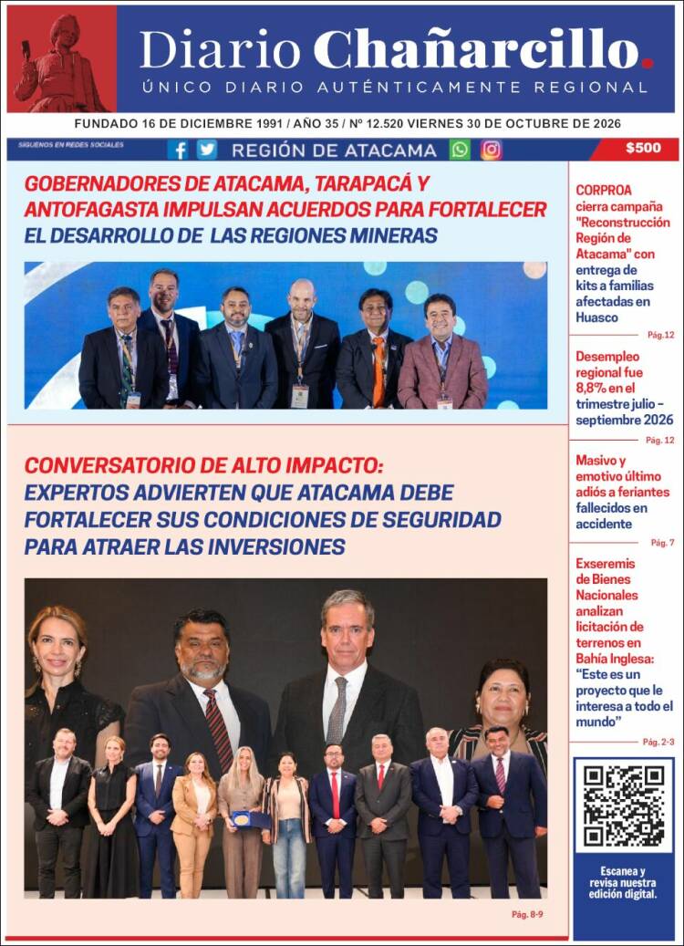Portada de Diario Chañarcillo (Chile)