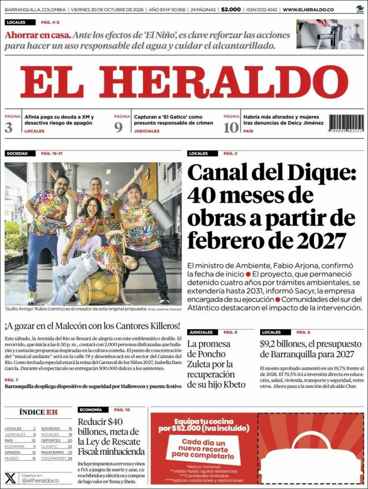 Portada de El Heraldo (Colombia)