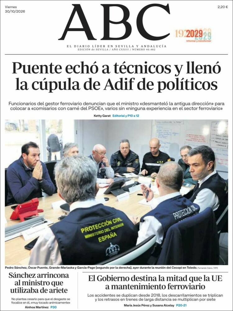 Portada de ABC - Sevilla (Espa&ntilde;a)