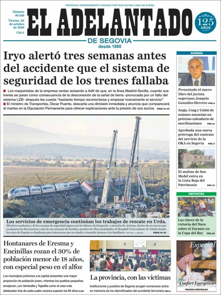 Portada de El Adelantado de Segovia (Espa&ntilde;a)