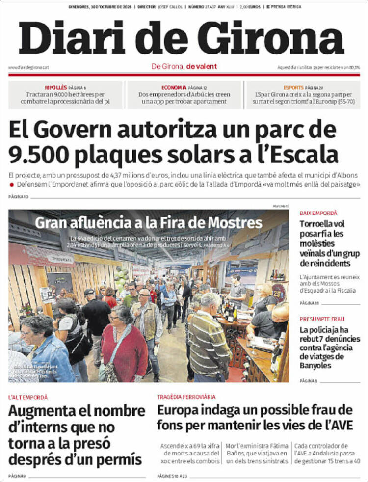 Portada de Diari de Girona (Espa&ntilde;a)