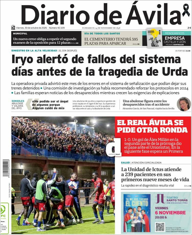 Portada de Diario de Ávila (Espa&ntilde;a)