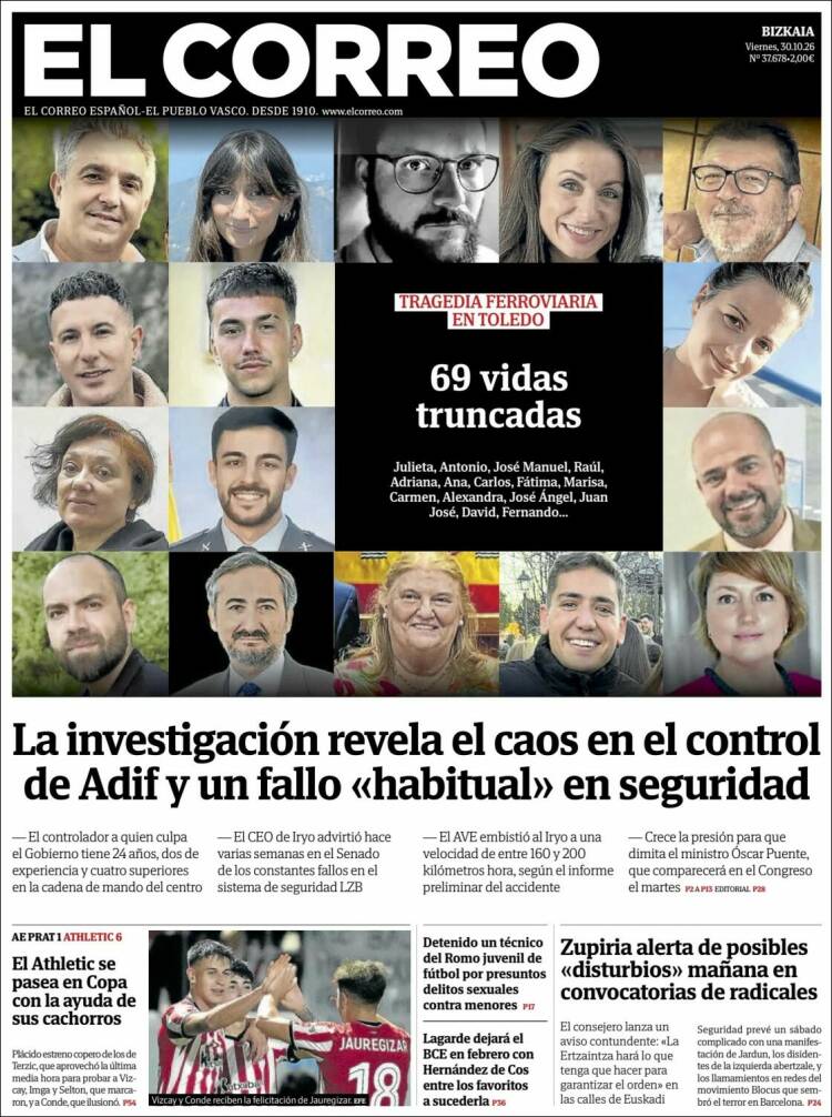 Portada de El Correo (Espa&ntilde;a)