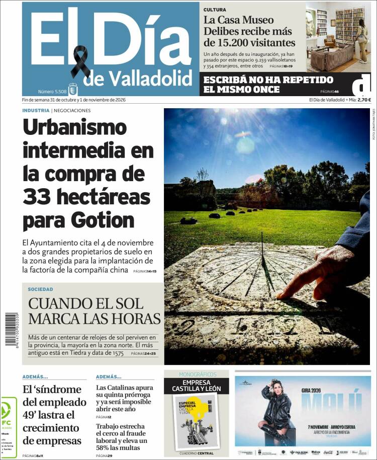 Portada de El Día de Valladolid (Espa&ntilde;a)