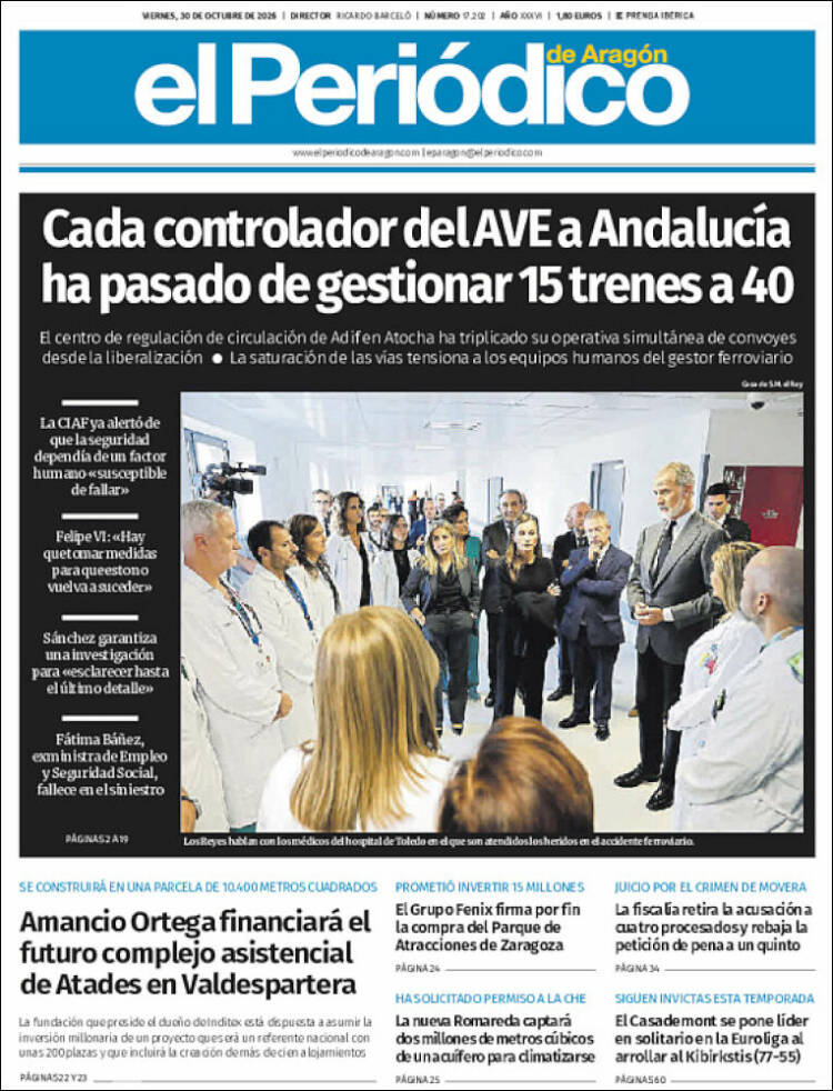 Portada de El Periódico de Aragón (Spain)