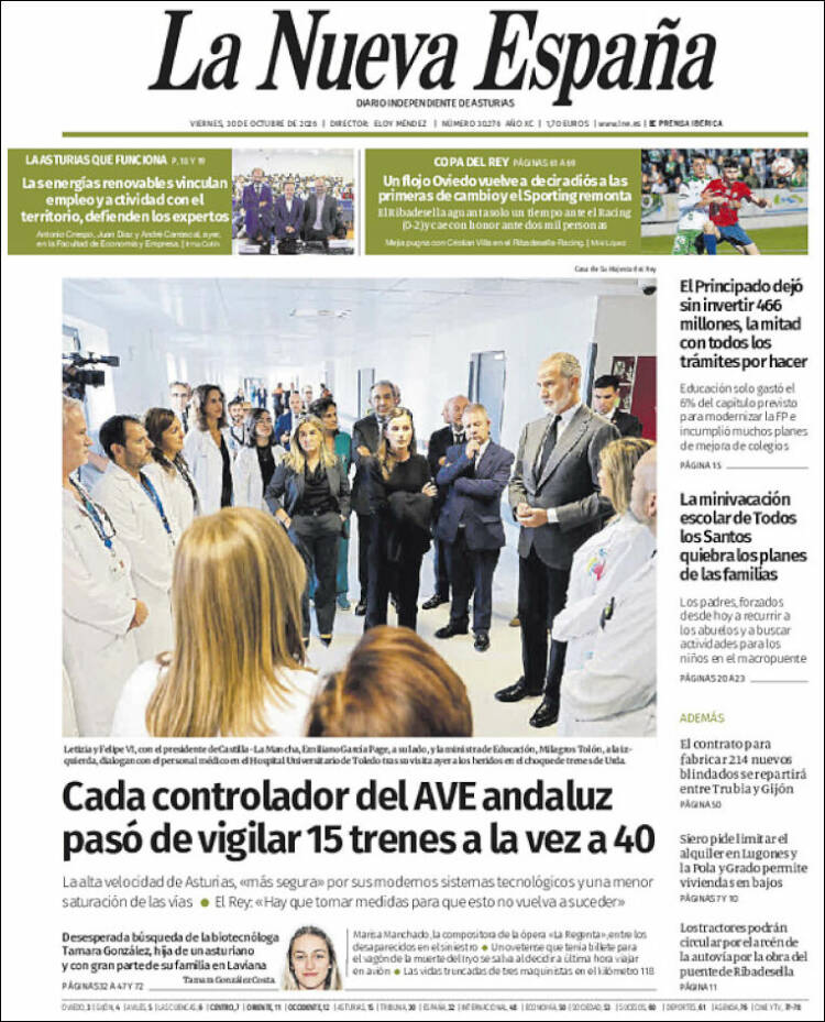 Portada de La Nueva España (Espa&ntilde;a)