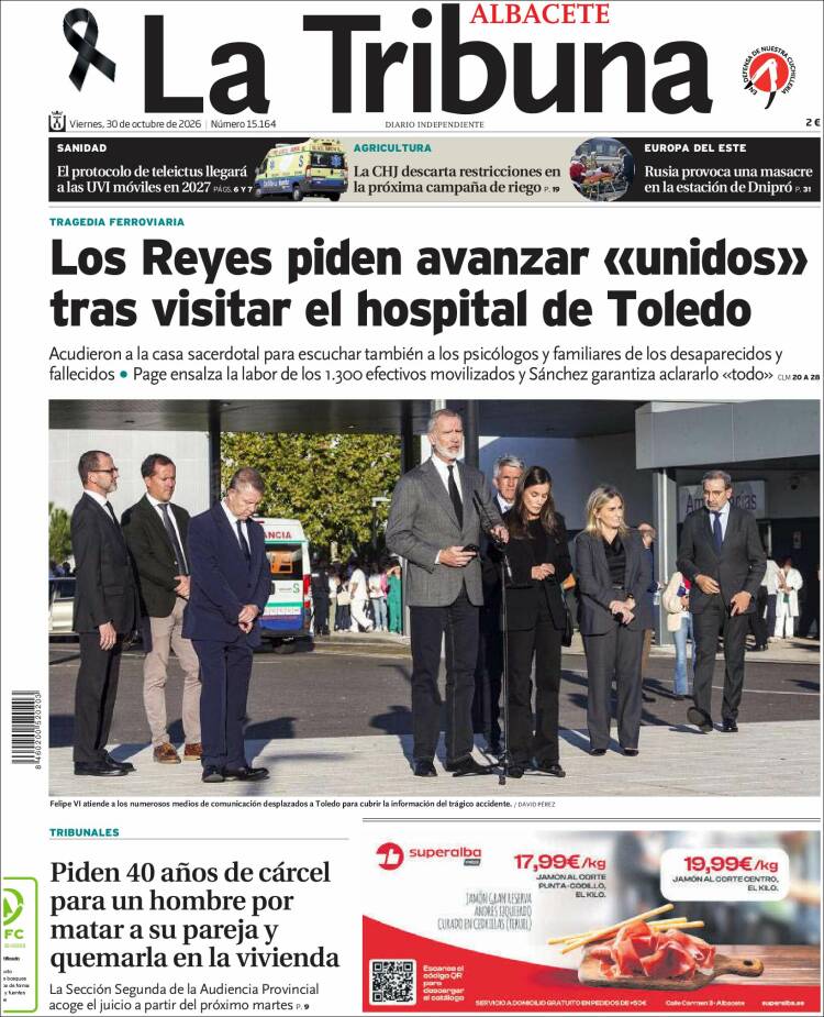 Portada de La Tribuna de Albacete (Espa&ntilde;a)