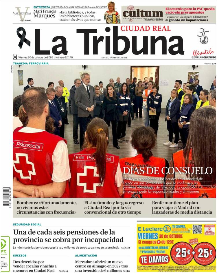 Portada de La Tribuna de Ciudad Real (Espa&ntilde;a)