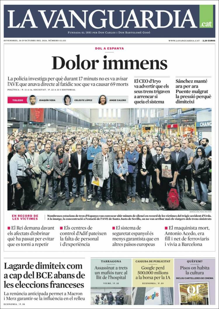 Portada de La Vanguardia (Espa&ntilde;a)