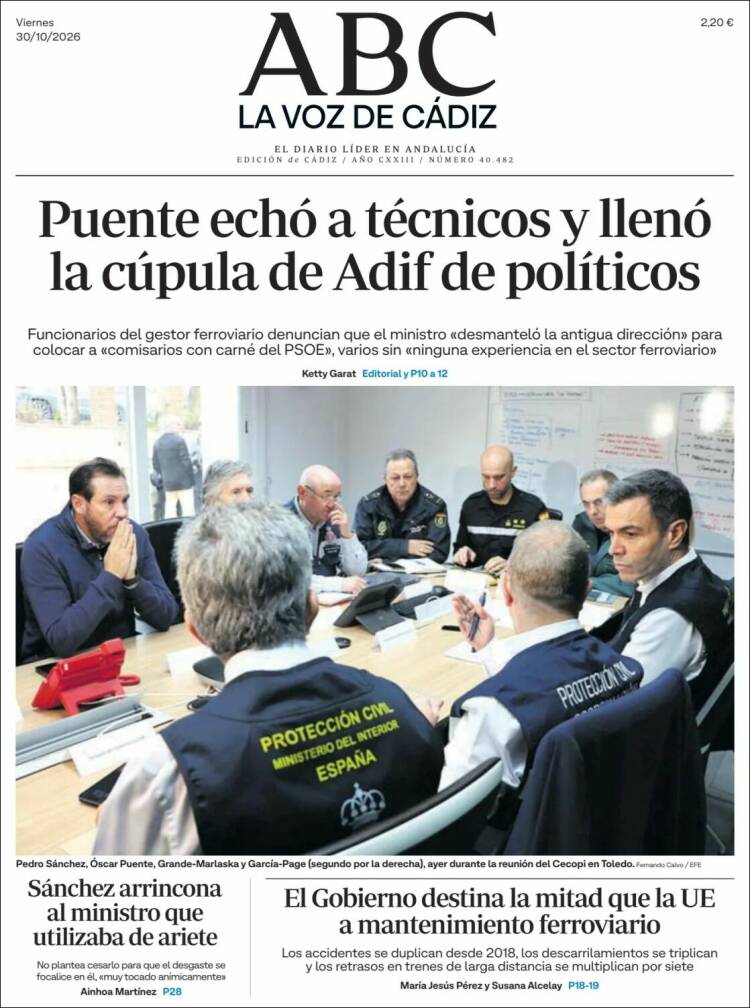 Portada de La Voz de Cádiz (Espa&ntilde;a)