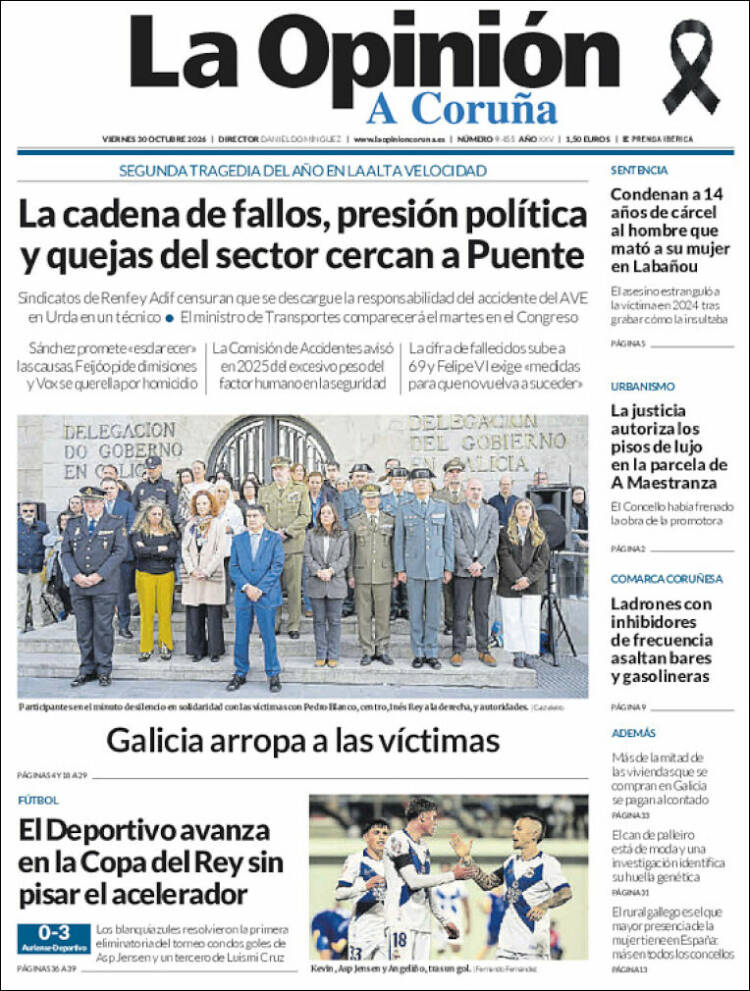 Portada de La Opinión de A Coruña (Espa&ntilde;a)
