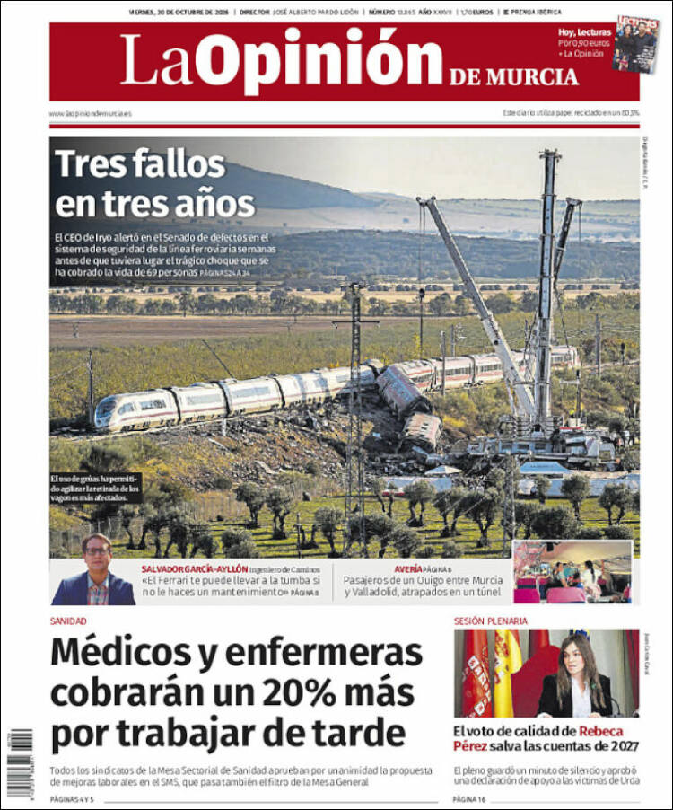 Portada de La Opinión de Murcia (Espa&ntilde;a)
