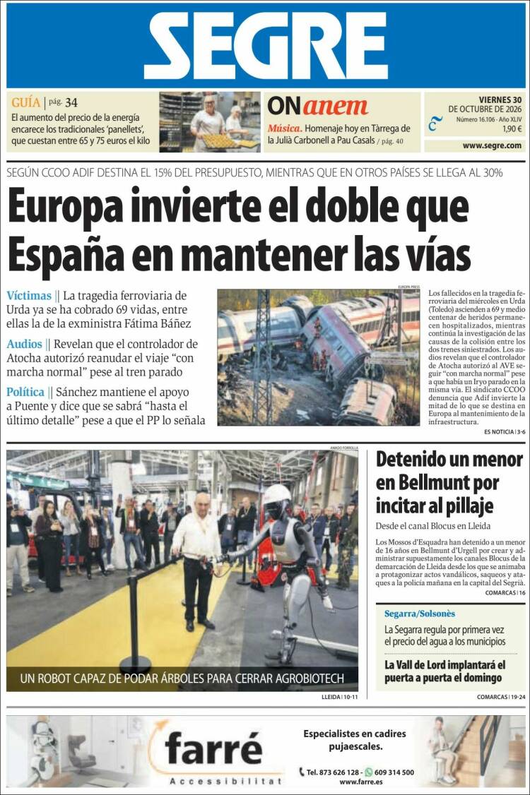 Portada de Segre  (Espa&ntilde;a)