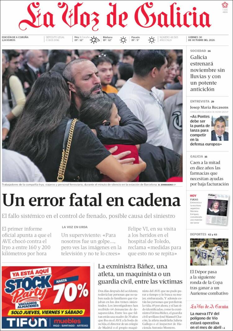 Portada de La Voz de Galicia (Espa&ntilde;a)