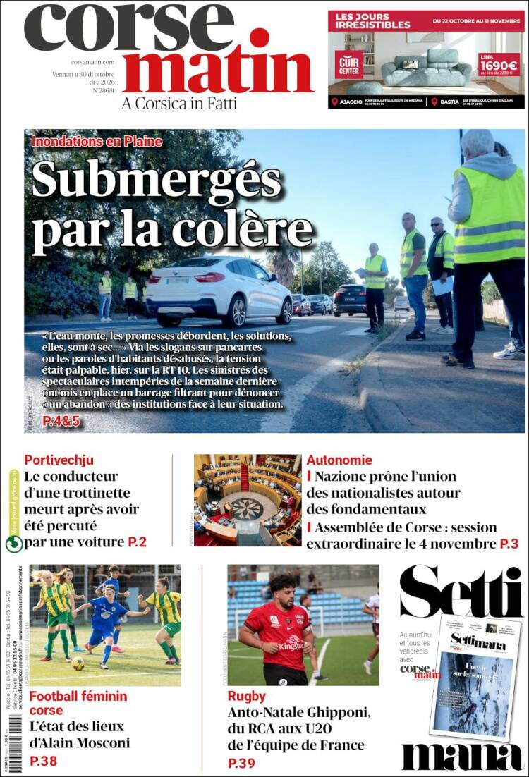 Portada de Corse-Matin (Francia)