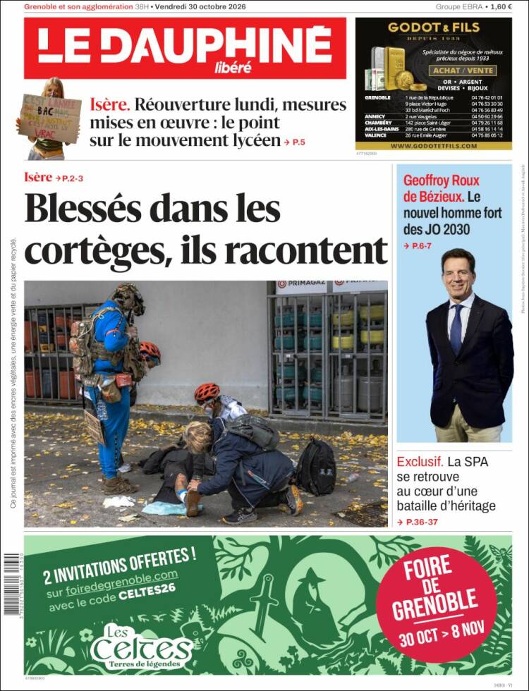 Portada de Le Dauphiné Libéré (Francia)