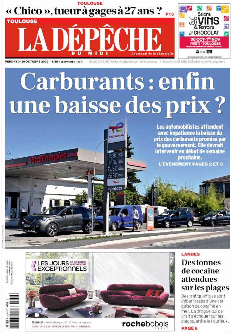 Portada de La Dépêche du Midi (Francia)
