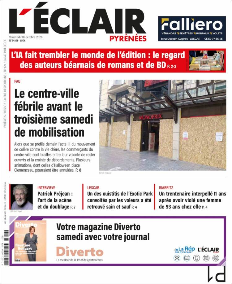 Portada de L'Eclair des Pyrénées (Francia)