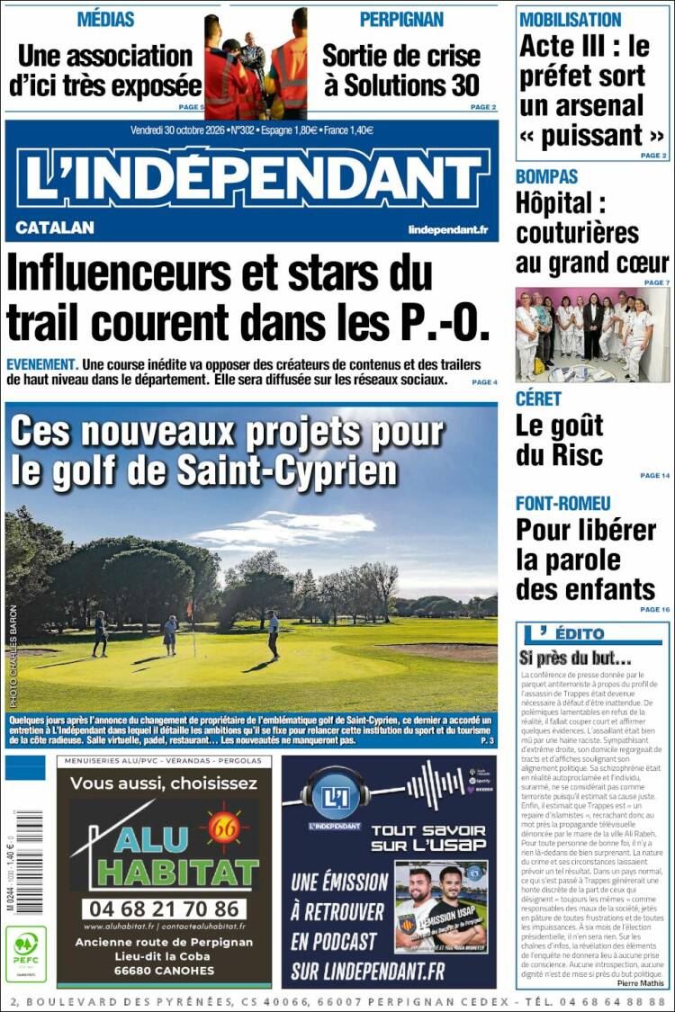 Portada de Le Indépendant (Francia)