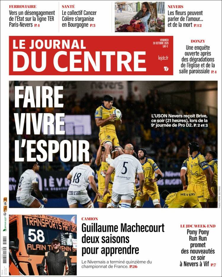 Portada de Le Journal du Centre (Francia)