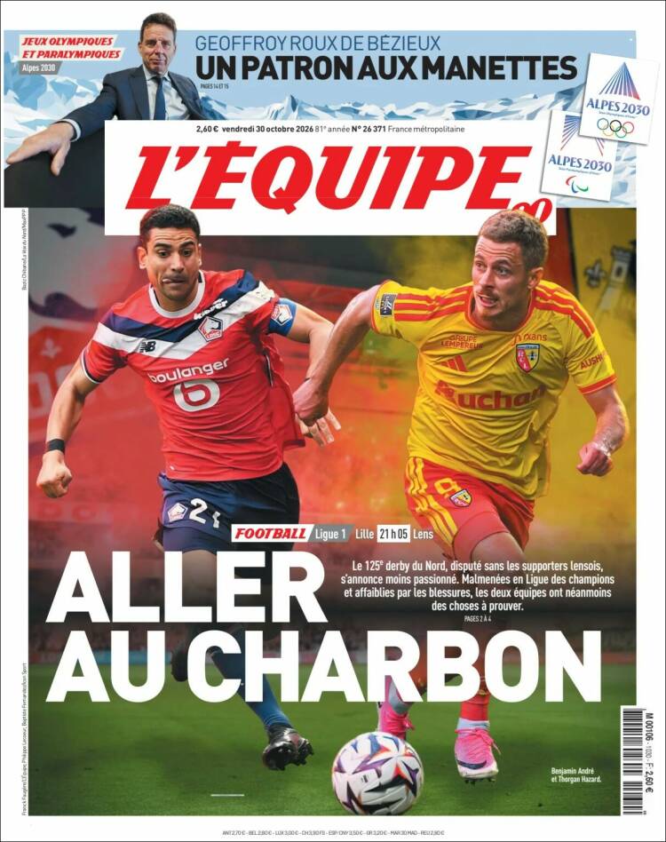 Portada de L'Equipe (Francia)