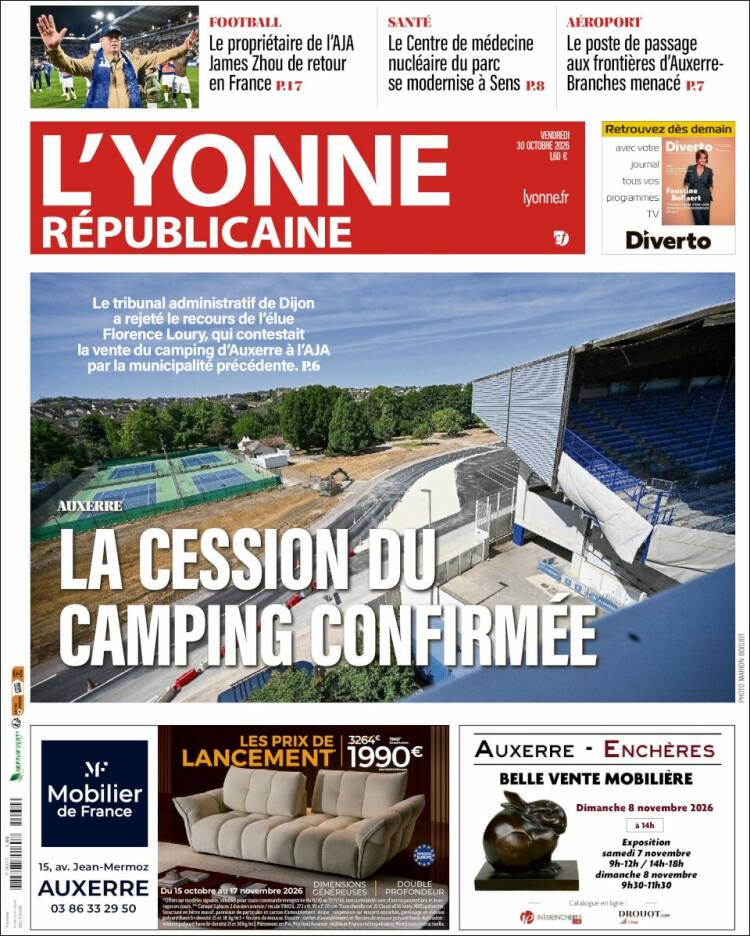 Portada de L'Yonne-Républicaine (Francia)