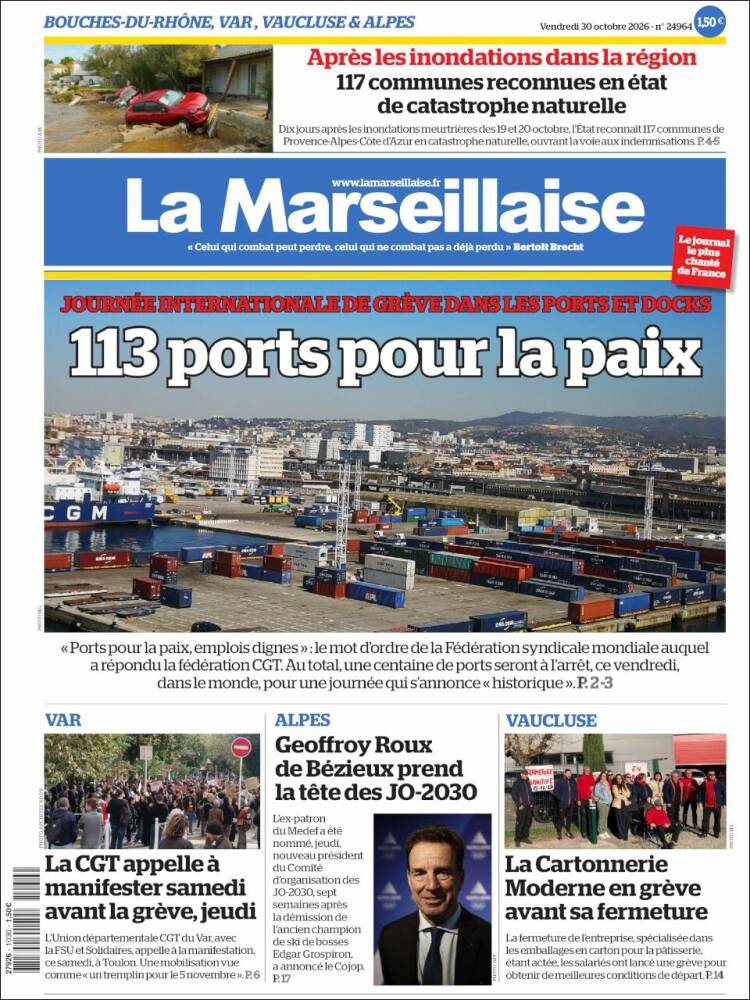 Portada de La Marseillaise (Francia)