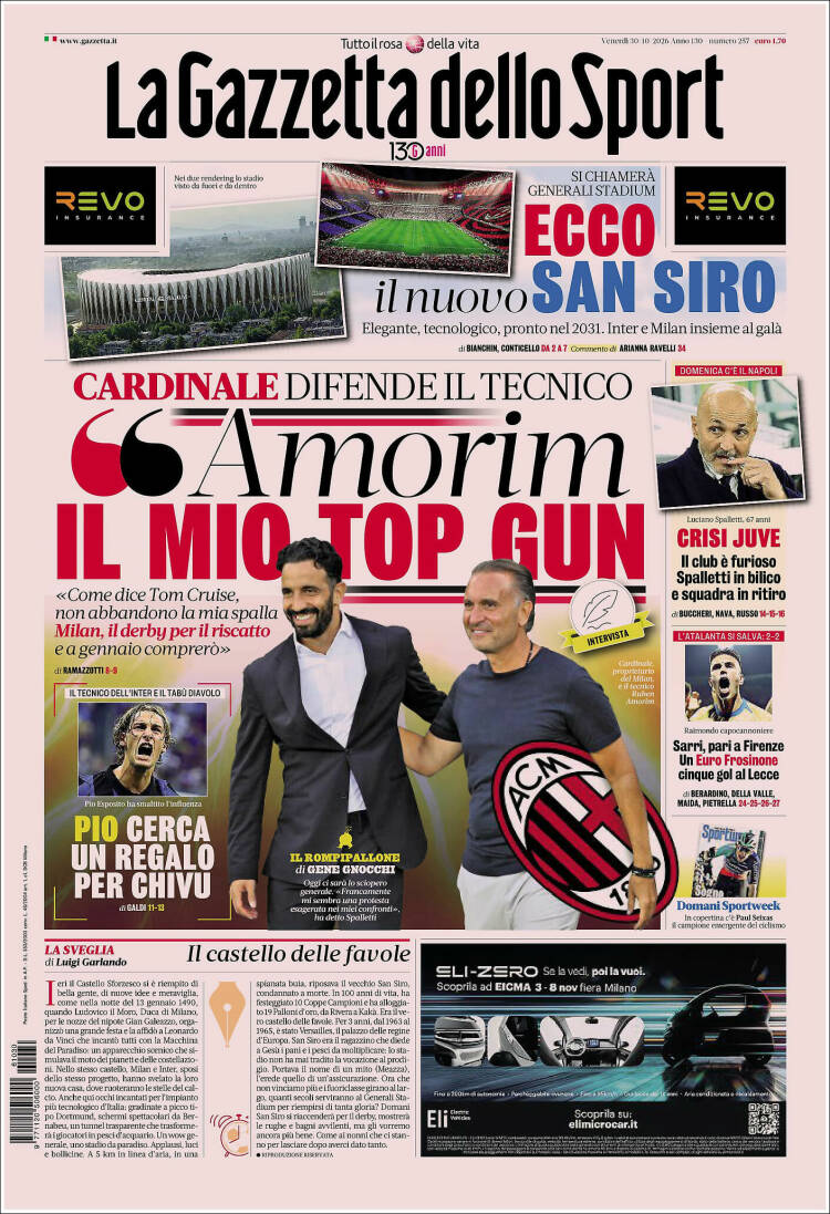 Portada de La Gazzetta dello Sport (Italia)